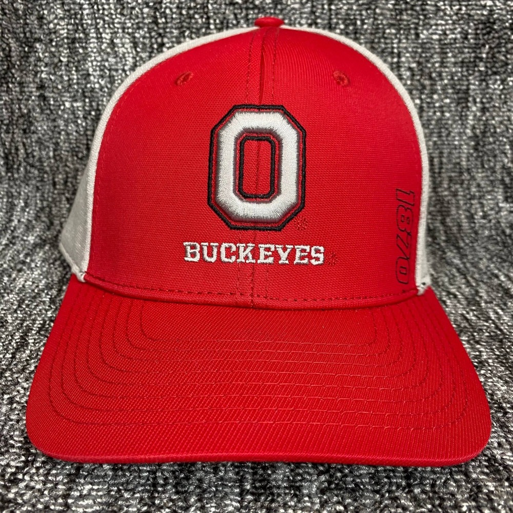 Fan Favorite Ohio State Buckeyes Men One Size Red Grey Stretch Fit Baseball Hat